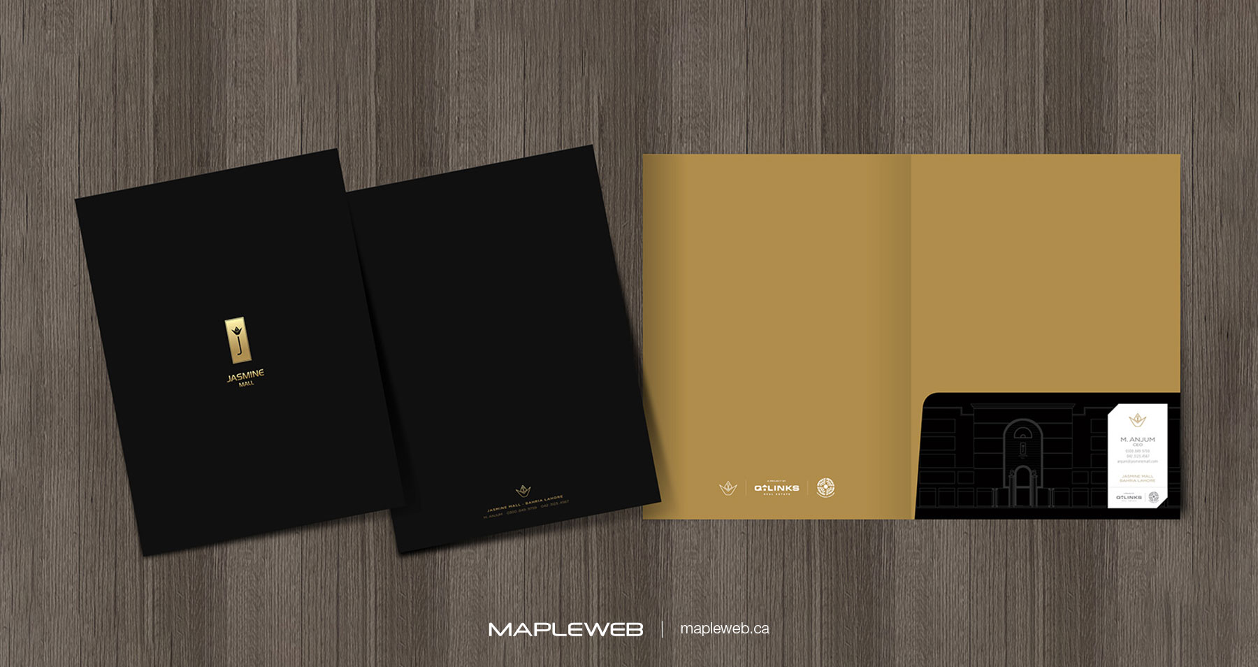 Jasmine Mall Folder and A4 Paper Brand design by Mapleweb